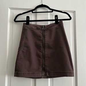 Free People lilac mini denim skirt with full front zipper size 0